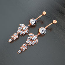 Load image into Gallery viewer, Belly Ring Creative Leaves Horse Eye Zircon Navel Stud Piercing Jewelry
