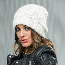Load image into Gallery viewer, Rhombus Plaid Soft Thick Wool Knitted Hat Girl's Cap Fashion Autumn and Winter Woolen Cap
