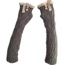 Load image into Gallery viewer, Lace Button Knitted Wool Keep Warm Open Finger Half Finger Women's Sleeve Cover Gloves
