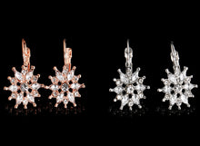 Load image into Gallery viewer, Japanese and Korean Fashion Flower Crystal Stud Earrings Korean Style Refined Rhinestone Snowflake Ornament
