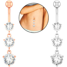 Load image into Gallery viewer, Creative Three-Piece round Zircon Navel Decoration Umbilical Ring Piercing Jewelry Hot
