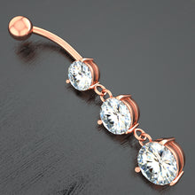 Load image into Gallery viewer, Creative Three-Piece round Zircon Navel Decoration Umbilical Ring Piercing Jewelry Hot
