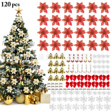 Load image into Gallery viewer, 120 PCs Christmas Flower Set Christmas Tree Decoration Pendant Plastic Flowers Artificial Flowers
