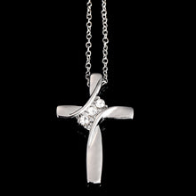 Load image into Gallery viewer, Women's Three Stone Cross Necklace Pendant Alloy Diamond-Studded Necklace
