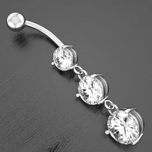 Load image into Gallery viewer, Creative Three-Piece round Zircon Navel Decoration Umbilical Ring Piercing Jewelry Hot
