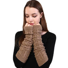 Load image into Gallery viewer, Winter Half Finger Knitting Wool Gloves Long 8-Word Twist Knitted Warm Fingerless Oversleeve Arm Protection Sleeve
