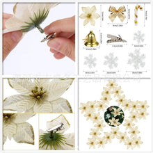 Load image into Gallery viewer, 120 PCs Christmas Flower Set Christmas Tree Decoration Pendant Plastic Flowers Artificial Flowers

