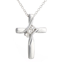 Load image into Gallery viewer, Women's Three Stone Cross Necklace Pendant Alloy Diamond-Studded Necklace
