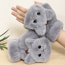 Load image into Gallery viewer, Plush Gloves Cartoon Cat Cute Half Finger Flip Warm Thickened Student Keyboard Gloves Female Winter
