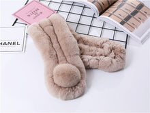 Load image into Gallery viewer, Real Rabbit Fur Scarf Women's Short Scarf Winter Warm Thickened Fur Three-Tube Big Fur Ball

