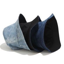 Load image into Gallery viewer, Washed-out Vintage Tie-Dyed Bucket Hat Women's Denim Double-Sided Wear Bucket Hat Outdoor Sun Hat
