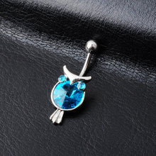 Load image into Gallery viewer, Three-Color Crystal Owl Belly Ring Navel Stud

