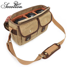 Load image into Gallery viewer, Waterproof Canvas Bag Retro DSLR Camera Bag Shoulder Crossbody Photography Digital Camera Bag Lens Storage Bag
