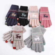 Load image into Gallery viewer, Deer Gloves Students Warm-Keeping Thickened Gloves Touch Screen Couple Knitted Gloves
