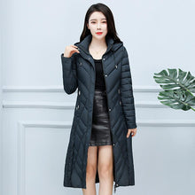 Load image into Gallery viewer, Middle-Aged Slim-Fit Solid-Color Cotton Clothing Women's Winter Warm Mid-Length Hooded Jacket
