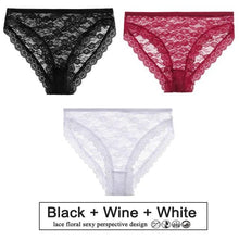 Load image into Gallery viewer, 3PCS/Set Perspective Panties Sexy Women Underwear Floral Lace Panties Female Lingerie Briefs for Woman Intimate Pantys Plus Size
