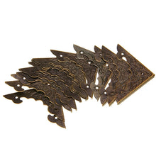 Load image into Gallery viewer, 12PCS Antique Jewelry Box Corner Foot Wooden Case Corner Protector Bronze Tone Flower Pattern Carved Metal Crafts 40X40mm MAYITR
