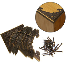 Load image into Gallery viewer, 12PCS Antique Jewelry Box Corner Foot Wooden Case Corner Protector Bronze Tone Flower Pattern Carved Metal Crafts 40X40mm MAYITR

