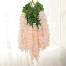 Load image into Gallery viewer, 12Pcs 45inch Artificial Wisteria Flowers Fake Wisteria Vine Ratta Hanging Garland Silk Flowers String Home Party Wedding Decor
