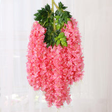 Load image into Gallery viewer, 12Pcs 45inch Artificial Wisteria Flowers Fake Wisteria Vine Ratta Hanging Garland Silk Flowers String Home Party Wedding Decor
