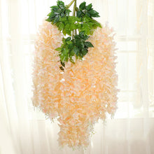 Load image into Gallery viewer, 12Pcs 45inch Artificial Wisteria Flowers Fake Wisteria Vine Ratta Hanging Garland Silk Flowers String Home Party Wedding Decor
