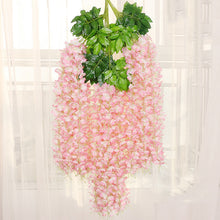 Load image into Gallery viewer, 12Pcs 45inch Artificial Wisteria Flowers Fake Wisteria Vine Ratta Hanging Garland Silk Flowers String Home Party Wedding Decor
