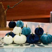 Load image into Gallery viewer, 12pcs Artificial Pumpkin Velvet Plush Material Soft Fake Pumpkin Autumn Harvest Thanksgiving Halloween Decoration
