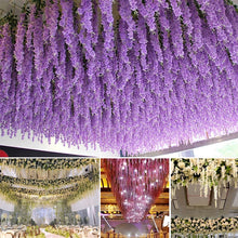Load image into Gallery viewer, 12Pcs Wisteria Artificial Flower Rattan Wreath Arch Wedding Home Garden Office Decoration pendant Plant Wall Decoration

