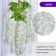 Load image into Gallery viewer, 12Pcs Wisteria Artificial Flower Rattan Wreath Arch Wedding Home Garden Office Decoration pendant Plant Wall Decoration
