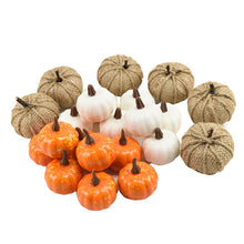 Load image into Gallery viewer, 12pcs Artificial Pumpkin Velvet Plush Material Soft Fake Pumpkin Autumn Harvest Thanksgiving Halloween Decoration
