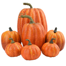 Load image into Gallery viewer, 12pcs Artificial Pumpkin Velvet Plush Material Soft Fake Pumpkin Autumn Harvest Thanksgiving Halloween Decoration
