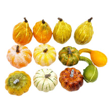 Load image into Gallery viewer, 12pcs Artificial Pumpkin Velvet Plush Material Soft Fake Pumpkin Autumn Harvest Thanksgiving Halloween Decoration
