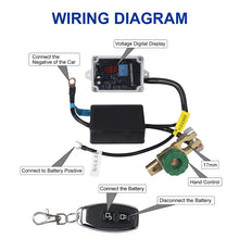 Load image into Gallery viewer, 12v Car Battery Disconnect Isolator Master Switches Cut Off Voltmeter Display Double Remote Control Battery Switch + Gloves
