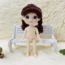 Load image into Gallery viewer, 13/16CM Doll 13 Movable Jointed Bjd Dolls Cute Face Brown Eyeball Mini Naked Body DIY Toy Dolls with Shoes for Children Gifts
