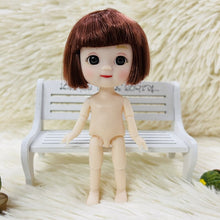 Load image into Gallery viewer, 13/16CM Doll 13 Movable Jointed Bjd Dolls Cute Face Brown Eyeball Mini Naked Body DIY Toy Dolls with Shoes for Children Gifts
