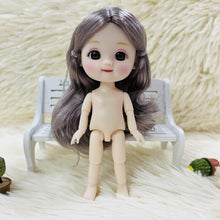 Load image into Gallery viewer, 13/16CM Doll 13 Movable Jointed Bjd Dolls Cute Face Brown Eyeball Mini Naked Body DIY Toy Dolls with Shoes for Children Gifts
