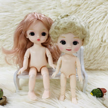 Load image into Gallery viewer, 13/16CM Doll 13 Movable Jointed Bjd Dolls Cute Face Brown Eyeball Mini Naked Body DIY Toy Dolls with Shoes for Children Gifts

