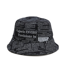 Load image into Gallery viewer, INS Bucket Hat Men and Women Creativity Distressed Newspaper Pattern Printing Bucket Hat Street Trend Wide-Brimmed Sunhat Leisure
