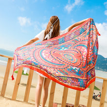 Load image into Gallery viewer, Summer Cotton and Linen Ethnic Style Travel Scarf Sunscreen Scarf Talma Women's Beach Scarf Printed Shawl New
