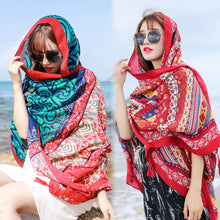 Load image into Gallery viewer, Summer Cotton and Linen Ethnic Style Travel Scarf Sunscreen Scarf Talma Women's Beach Scarf Printed Shawl New
