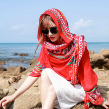 Load image into Gallery viewer, Summer Cotton and Linen Ethnic Style Travel Scarf Sunscreen Scarf Talma Women's Beach Scarf Printed Shawl New
