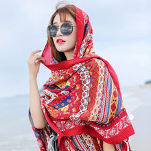 Load image into Gallery viewer, Summer Cotton and Linen Ethnic Style Travel Scarf Sunscreen Scarf Talma Women's Beach Scarf Printed Shawl New
