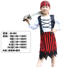 Load image into Gallery viewer, Halloween Children's Pirate with shoes hat belt Costume Ball Shows Costumes Boys and Girls Caribbean Pirate Captain Clothes Sets
