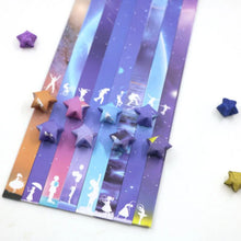 Load image into Gallery viewer, 136 X Folding Paper Lucky Star Paper Strip Sky Universe Pattern Origami Craft  Handmade Home DIY Cards Gift  Decoration
