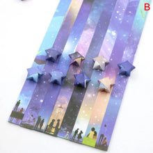 Load image into Gallery viewer, 136 X Folding Paper Lucky Star Paper Strip Sky Universe Pattern Origami Craft  Handmade Home DIY Cards Gift  Decoration
