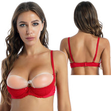 Load image into Gallery viewer, Women 1/2 Cup Push Up Bra Top Underwire Lace Bra Sexy Erotic Open Cup Bustier Bra Adjustable Strap Sponge Padded Bra Underwear
