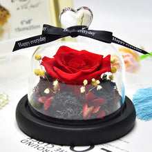 Load image into Gallery viewer, Preserved Fresh Flower Gift Christmas Valentine's Day Creative Gift Glass Cover Rose Dried Flower
