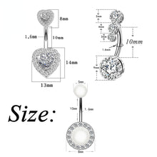 Load image into Gallery viewer, Sexy Halter Belly Button Ring Oreja 14G Double Round Cubic Zirconia 316L Surgical Steel Belly Piercing Jewelry
