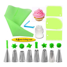 Load image into Gallery viewer, 14Pcs/Set Reusable Icing Piping Nozzles Set Pastry Bag DIY Cake Decorating Tools Scraper Flower Cream Tips Converter Baking Cup
