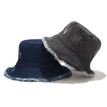 Load image into Gallery viewer, Washed-out Vintage Ripped Cowboy Hat Children Fashion Street Rough Selvedge Fisherman Hat Spring and Summer Outdoor Sun Hat

